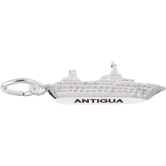 Antigua Cruise Ship 3D Charm - Metal - Sterling Silver