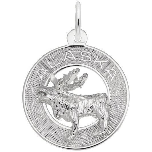 Alaska Moose Ring Charm - Metal - Sterling Silver