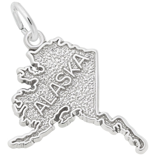 Alaska Map Charm - Metal - Sterling Silver