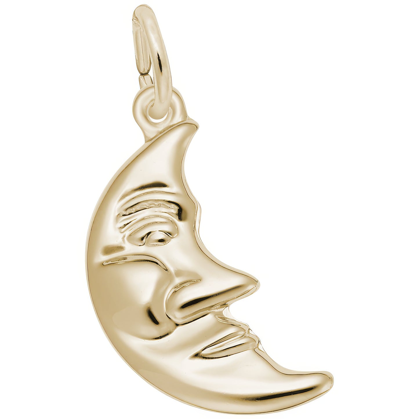 Half Moon w/Face Charm - Metal - Sterling Silver
