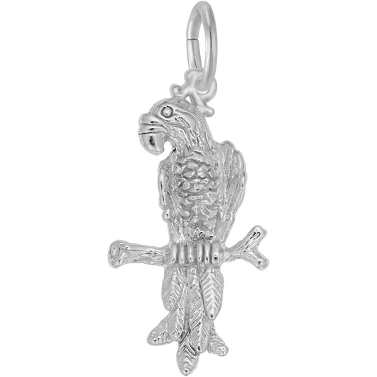 Macaw Parrot Charm - Metal - Sterling Silver