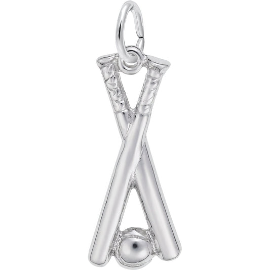 Sterling Silver Ball & Bat Charm