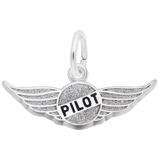 Pilots Wings Charm - Metal - Sterling Silver
