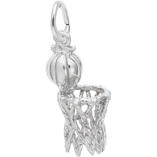 Sterling Silver Hoop & Net Charm - 17mm x 10mm