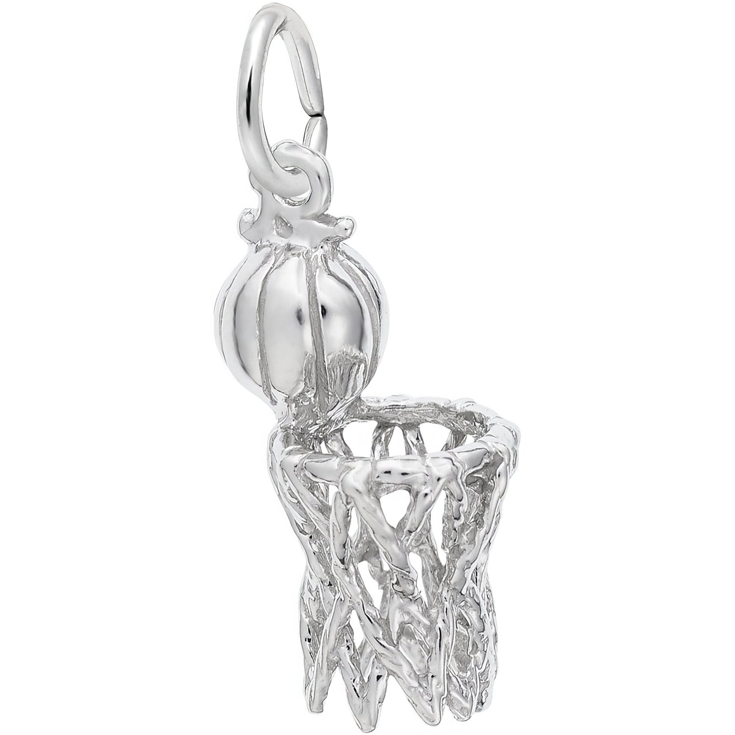 Sterling Silver Hoop & Net Charm - 17mm x 10mm