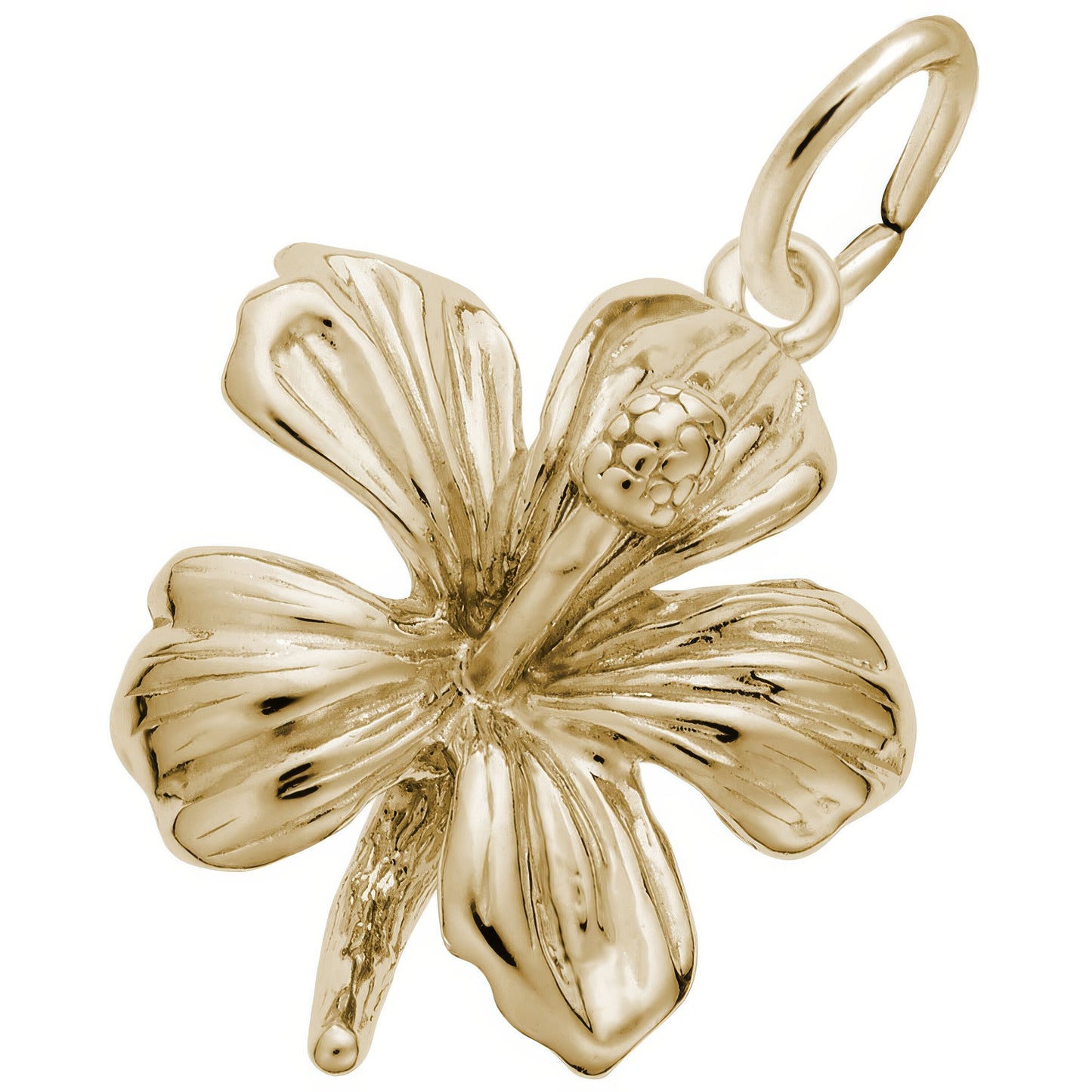 Hibiscus Flower Charm - Metal - Sterling Silver