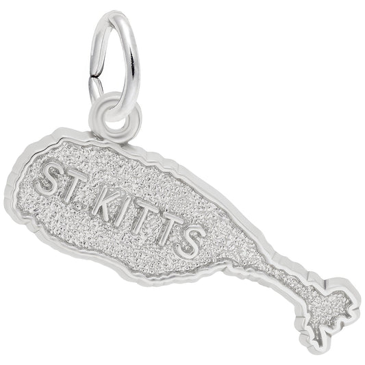 St. Kitts Map Charm - Metal - Sterling Silver