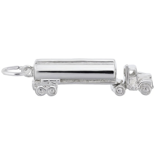 Oil Tanker Truck Charm - Metal - Sterling Silver
