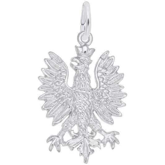 Polish Falcon Charm - Metal - Sterling Silver