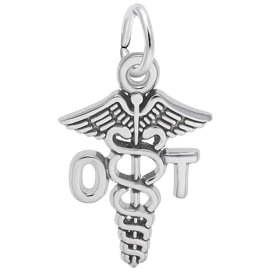 Occupational Therapist Caduceus Charm - Metal - Sterling Silver