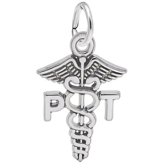 Physical Therapist Caduceus Charm - Metal - Sterling Silver