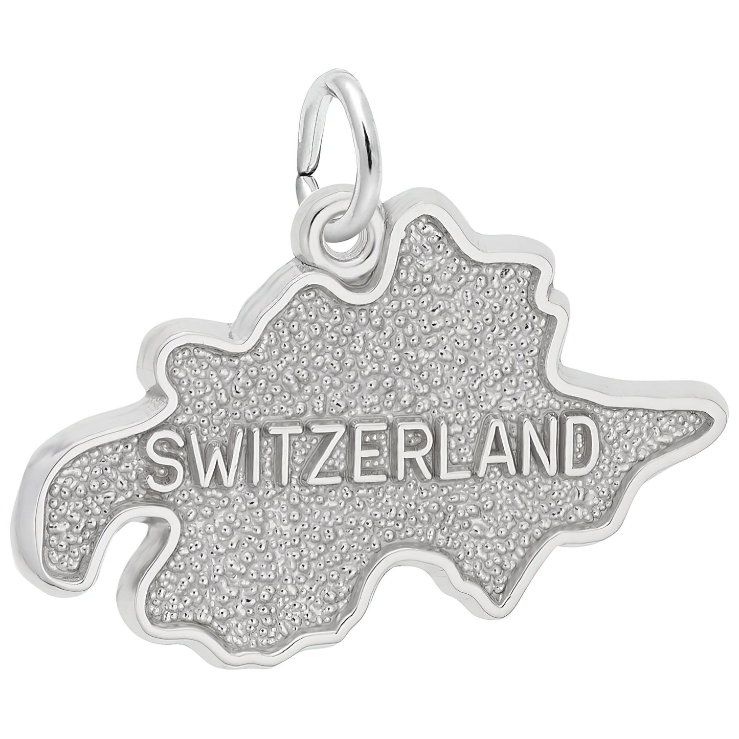 Switzerland Map Charm - Metal - Sterling Silver