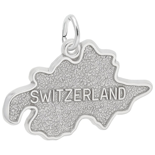 Switzerland Map Charm - Metal - Sterling Silver