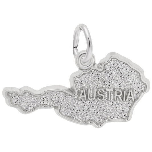 Austria Map Charm - Metal - Sterling Silver