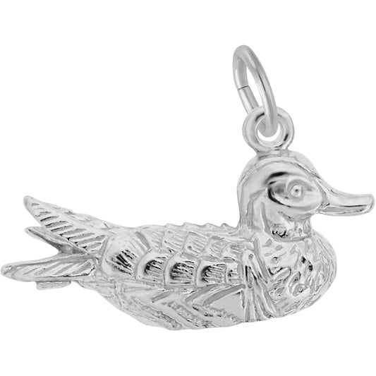 Floating Duck Charm - Metal - Sterling Silver