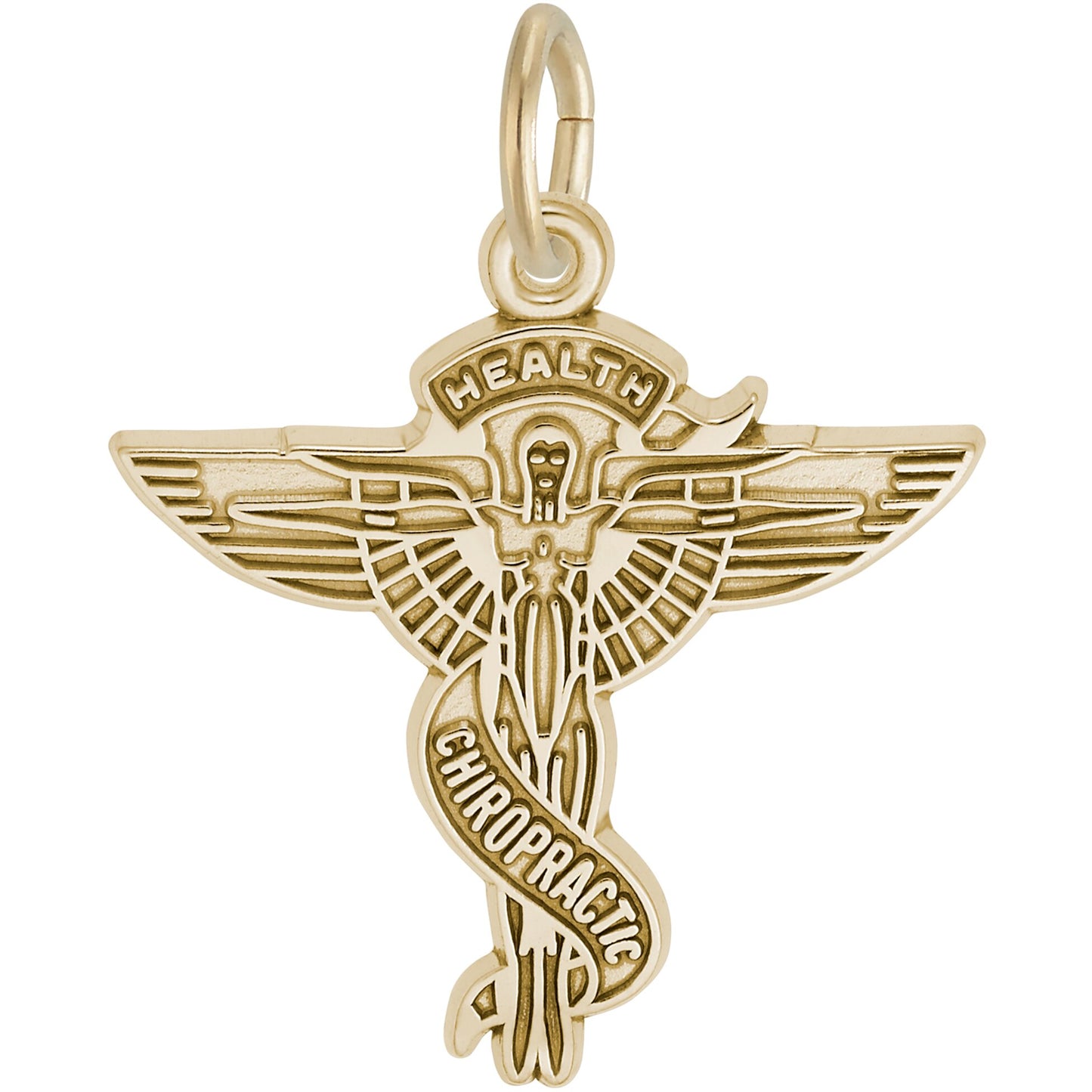 Chiropractic Caduceus Charm - Metal - Sterling Silver