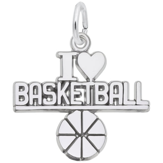 Charms Sterling Silver I Love Basketball Charm