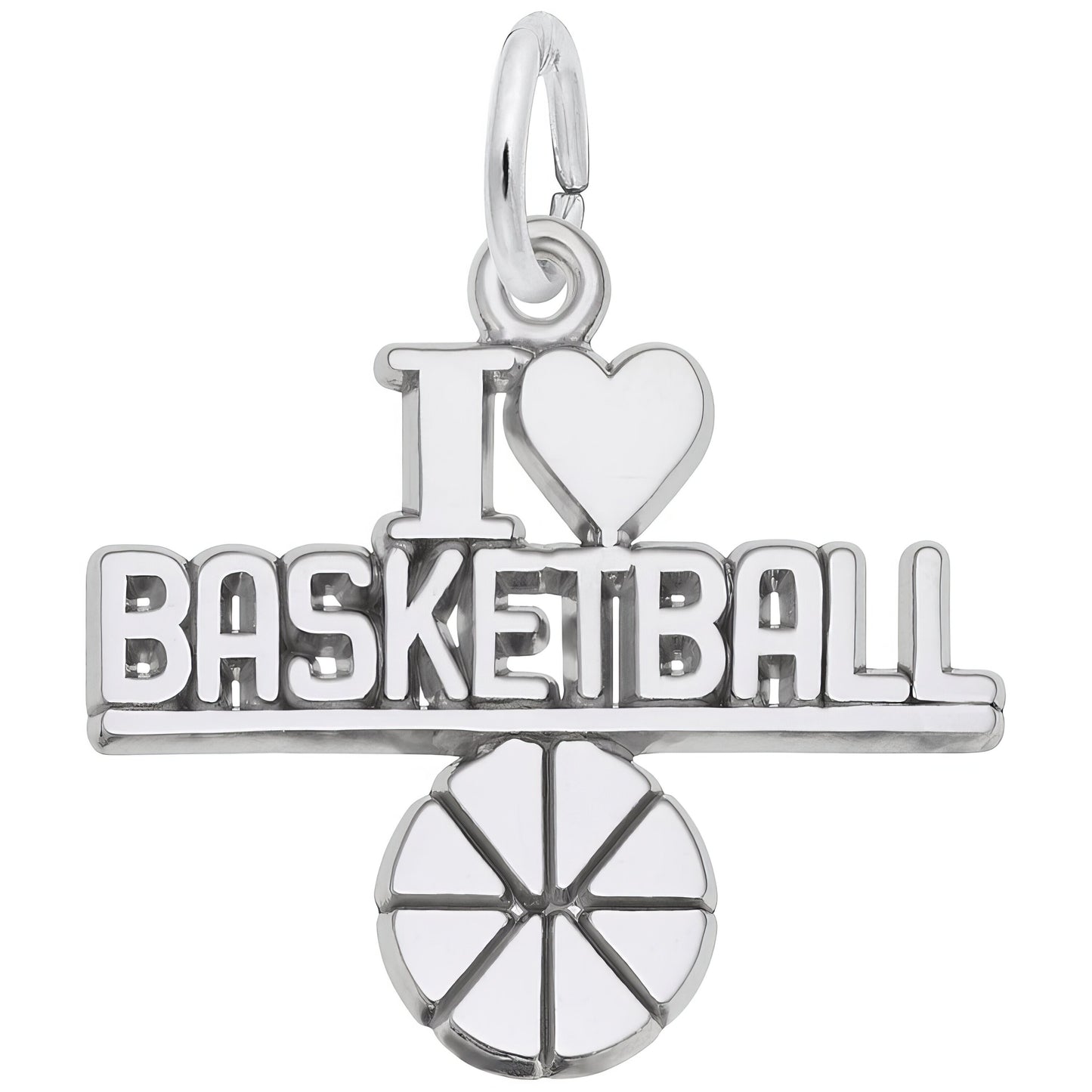 Charms Sterling Silver I Love Basketball Charm