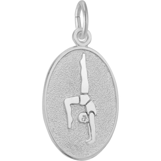 Gymnast Oval Charm - Metal - Sterling Silver