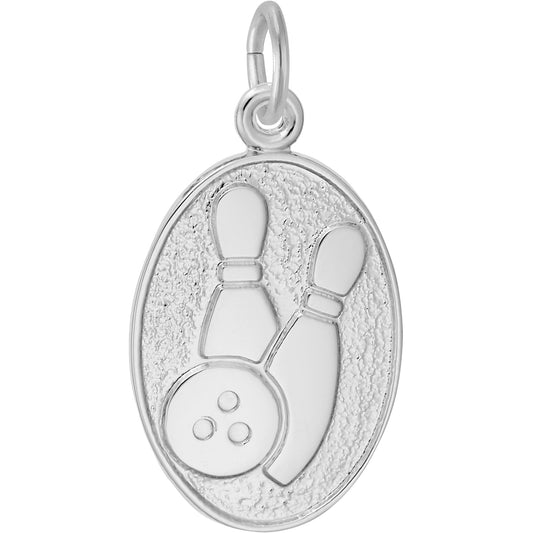 Bowling Oval Charm - Metal - Sterling Silver
