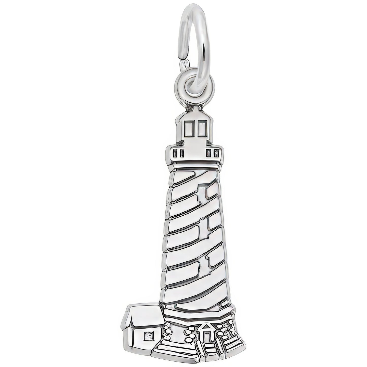 Cape Hatteras, NC Flat Lighthouse Charm - Metal - Sterling Silver