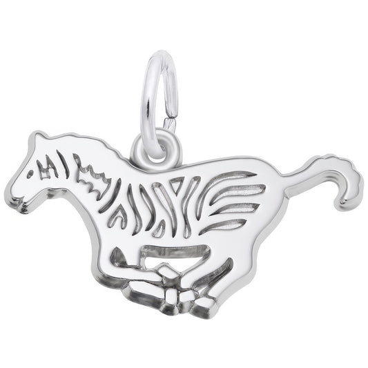 Flat Zebra Charm - Metal - Sterling Silver