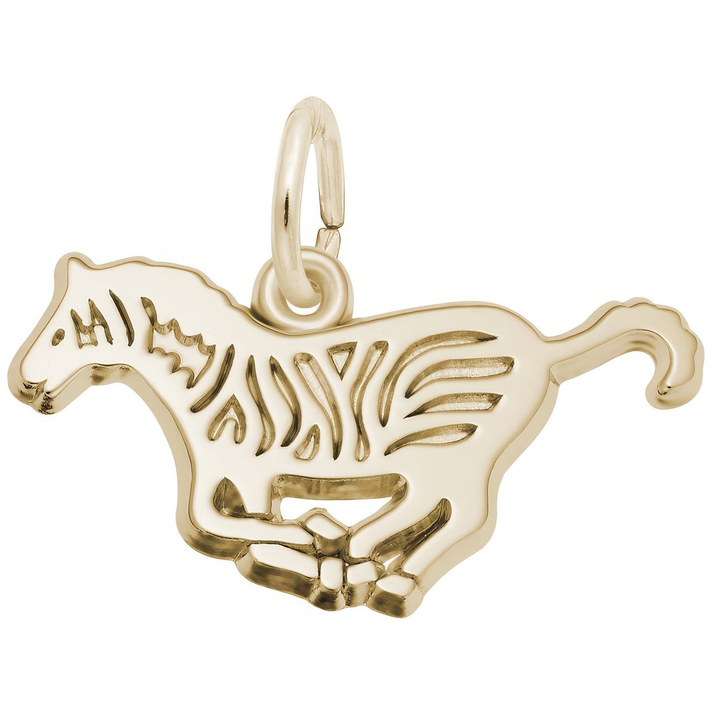 Flat Zebra Charm - Metal - Sterling Silver