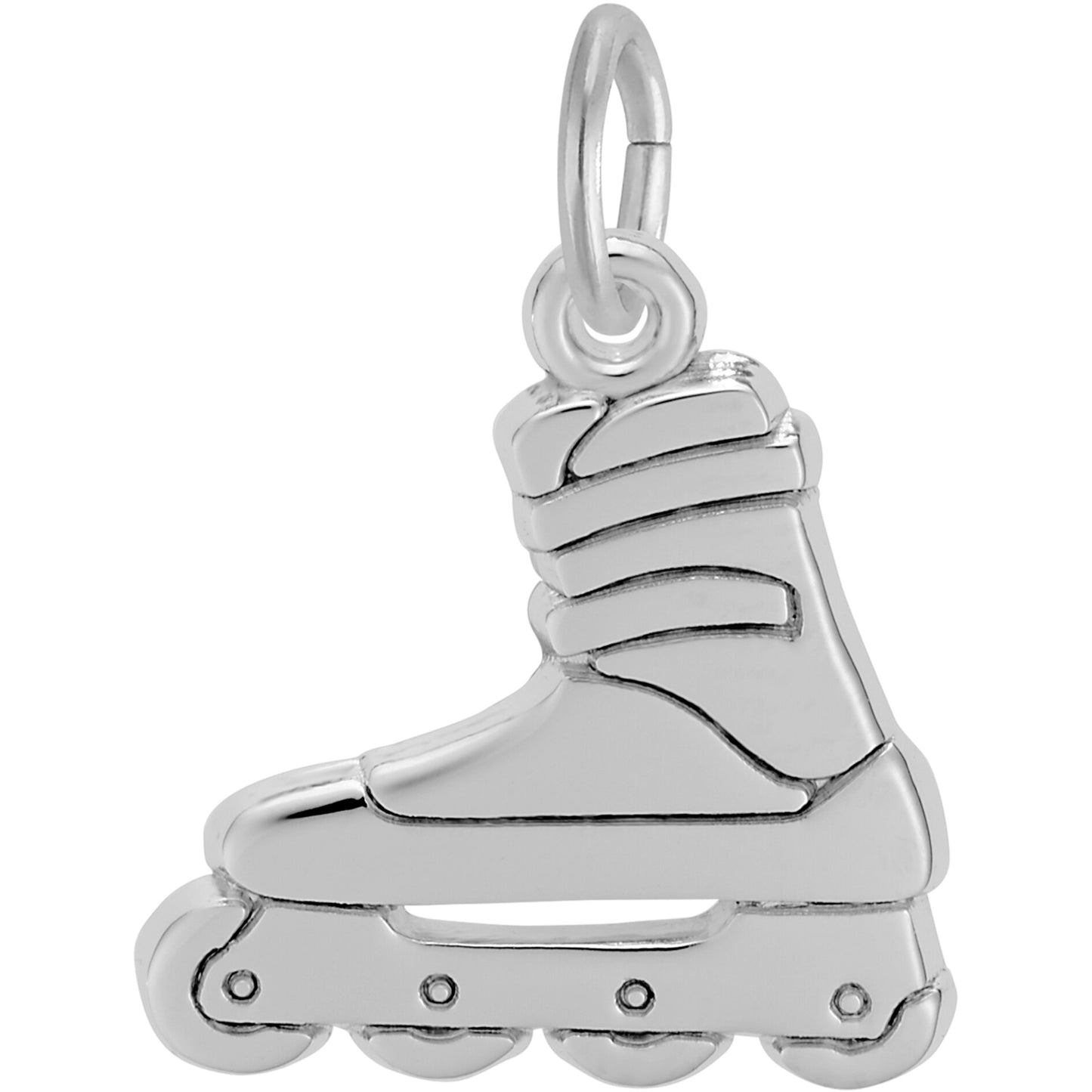 Flat Roller Blade Charm - Metal - Sterling Silver