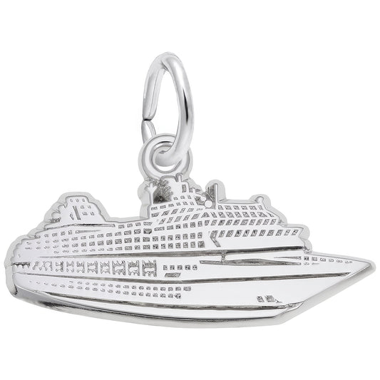 Sterling Silver Cruise Ship Charm - 11mm x 24mm