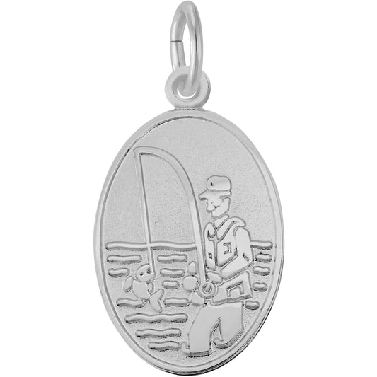 Fisherman Oval Charm - Metal - Sterling Silver