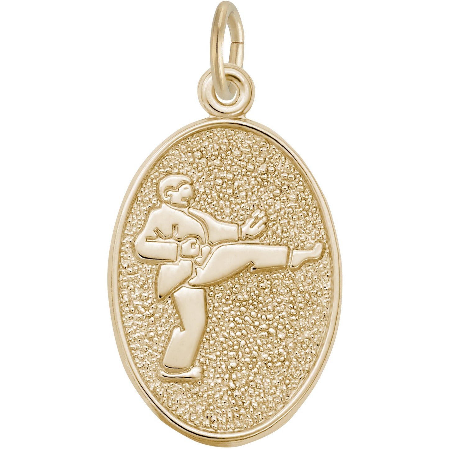 Martial Arts Oval Charm - Metal - Sterling Silver