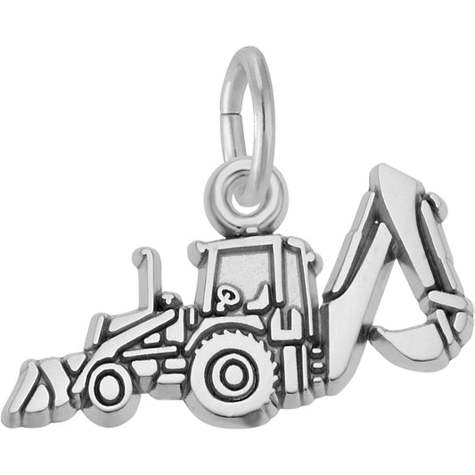 Backhoe Charm - Metal - Sterling Silver