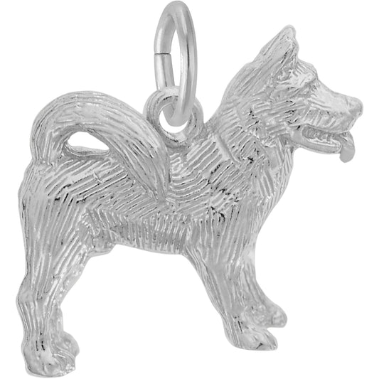 Akita Dog Charm - Metal - Sterling Silver