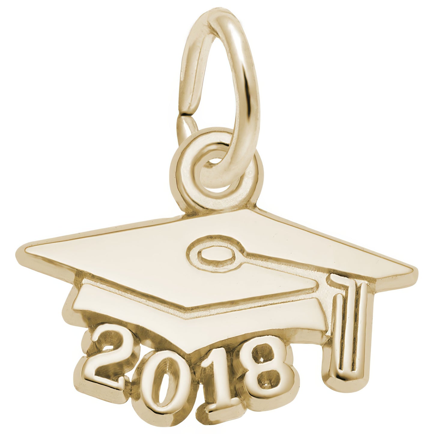 Sterling Silver Grad Cap 2018 Charm - 8mm x 14mm