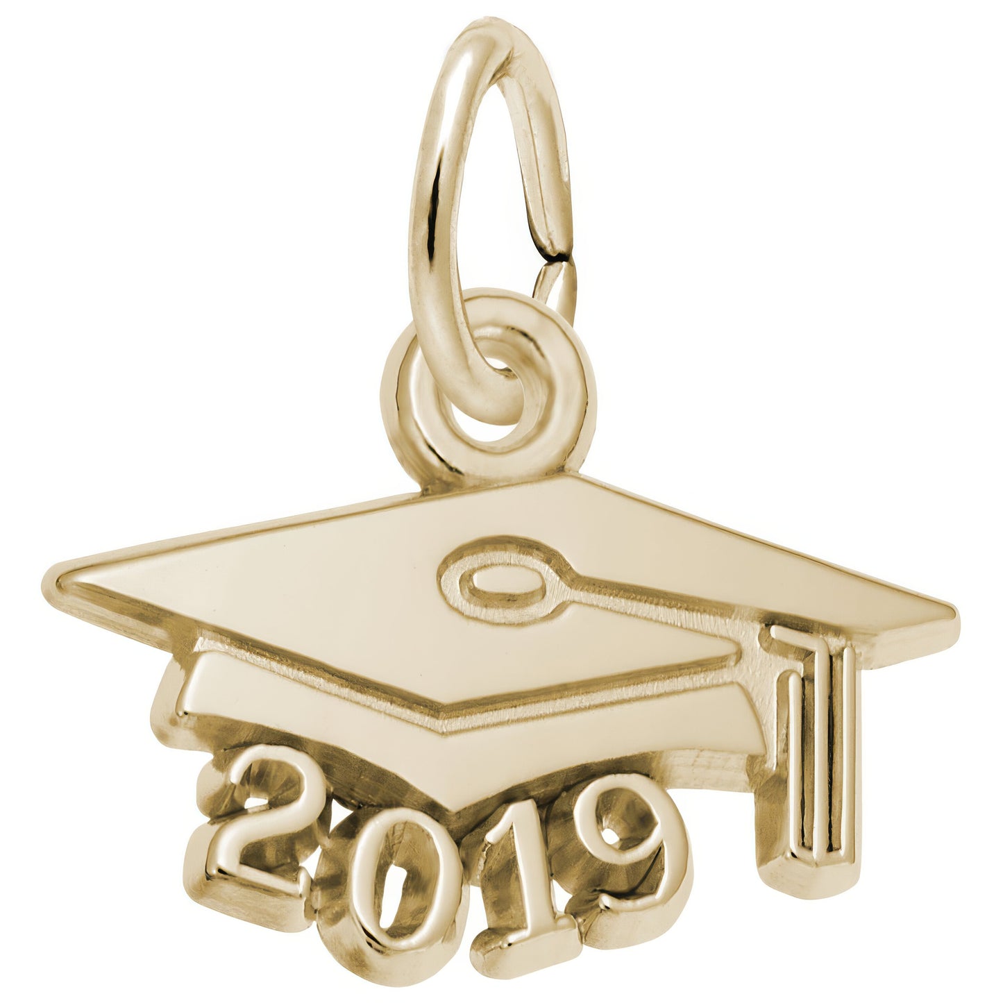 Sterling Silver Grad Cap 2019 Charm - 8mm x 14mm