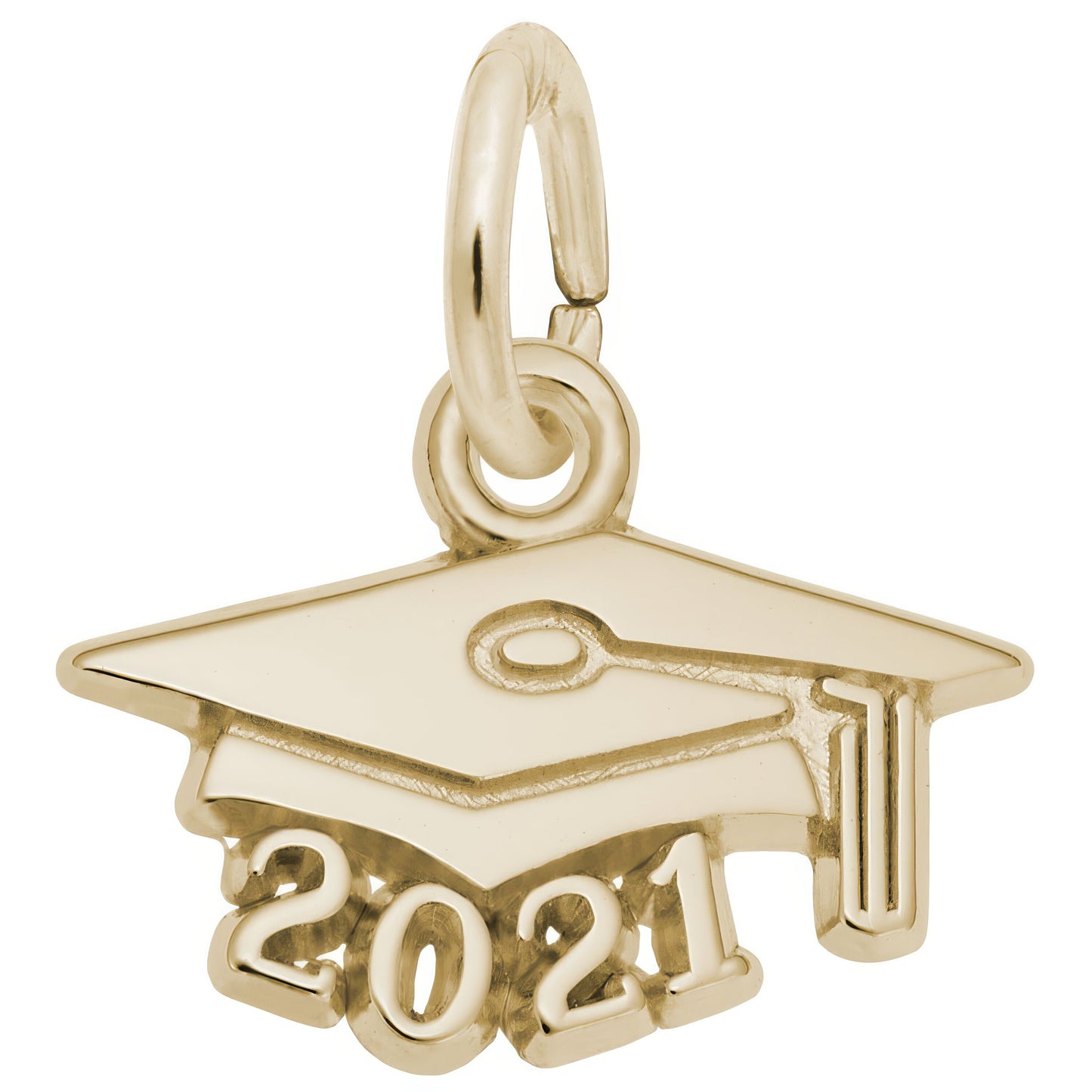 Sterling Silver Grad Cap 2021 Charm - 8mm x 14mm