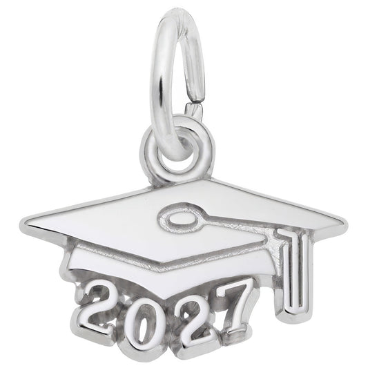 Graduation Cap 2027 Charm, Sterling Silver