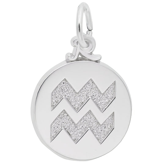 Sterling Silver Aquarius Charm - 14mm x 14mm