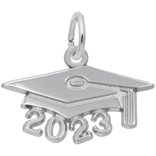 Sterling Silver Large Graduation Cap 2023 Charm