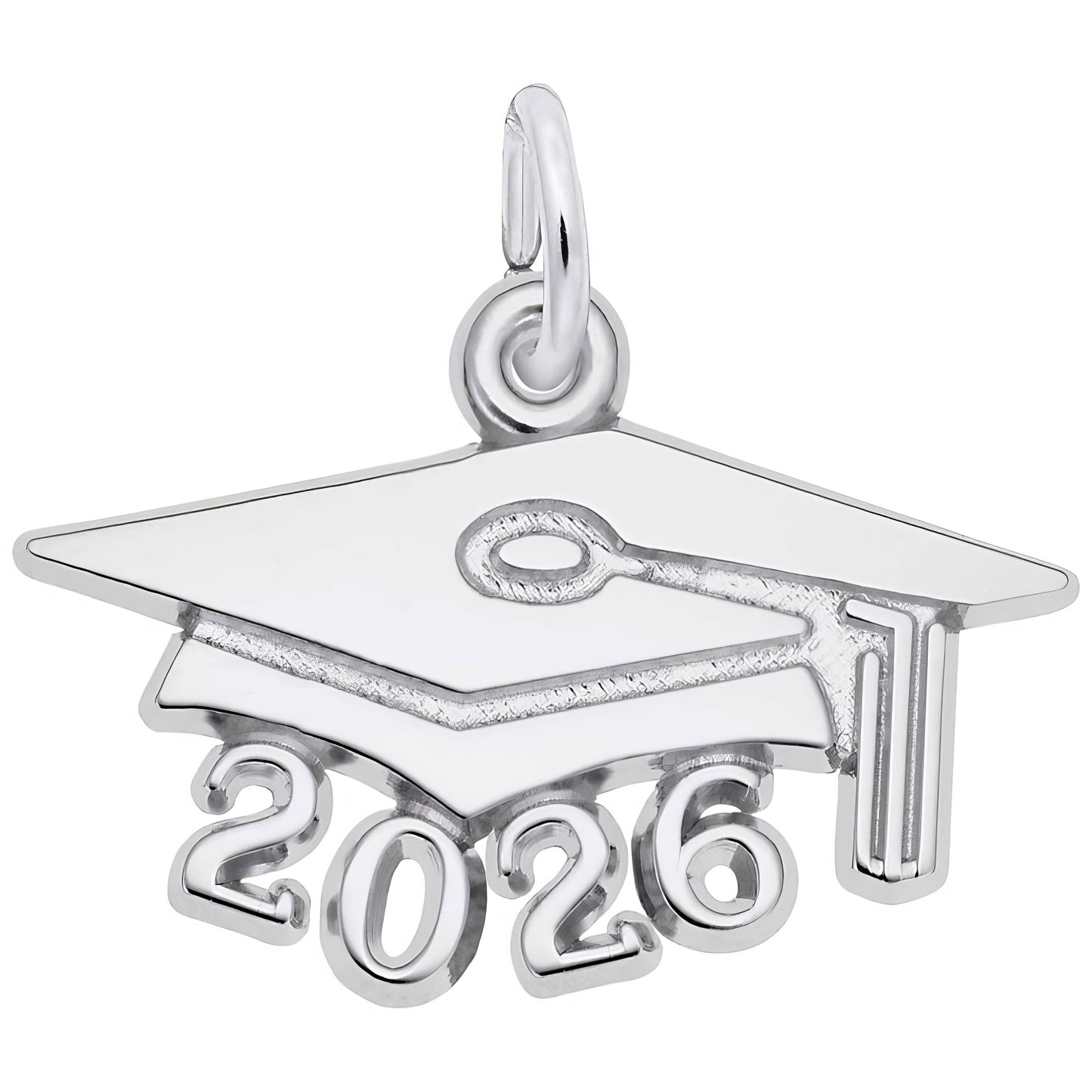 Graduation Cap 2026 Large Charm, Sterling Silver