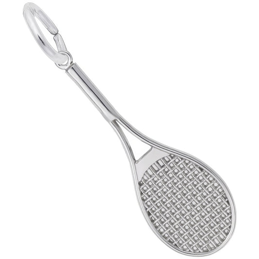 Oversize Tennis Racquet Charm - Metal - Sterling Silver