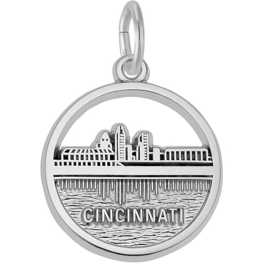 Cincinnati Skyline Charm - Metal - Sterling Silver