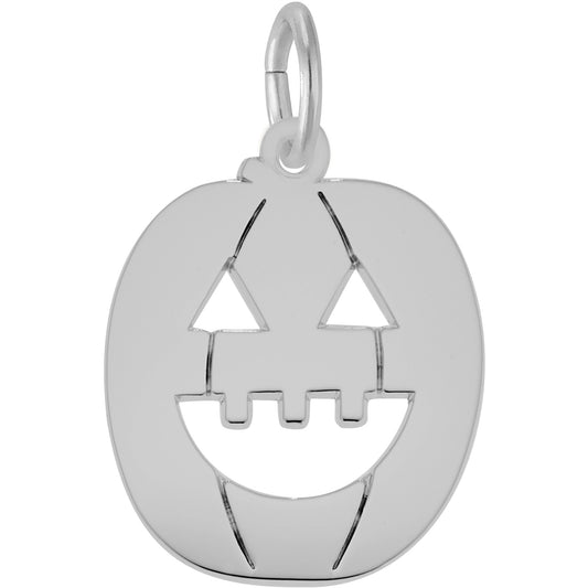 Sterling Silver Jack O Lantern Charm - 19mm x 19mm