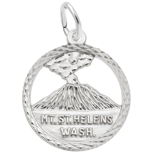 Mt. St. Helens Faceted Charm - Metal - Sterling Silver