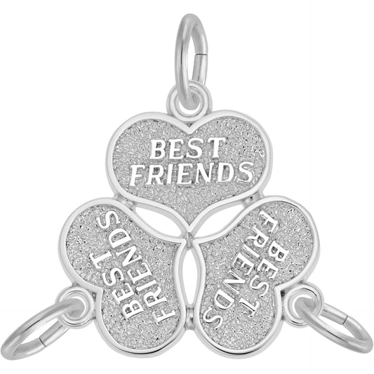 Three Best Friends Charm - Metal - Sterling Silver