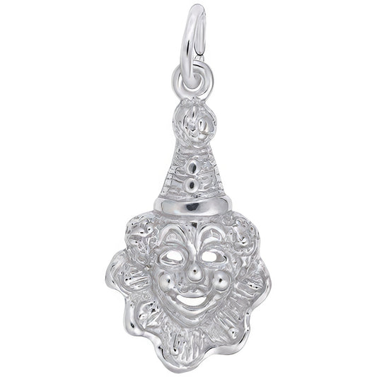 Clown Face Charm - Metal - Sterling Silver