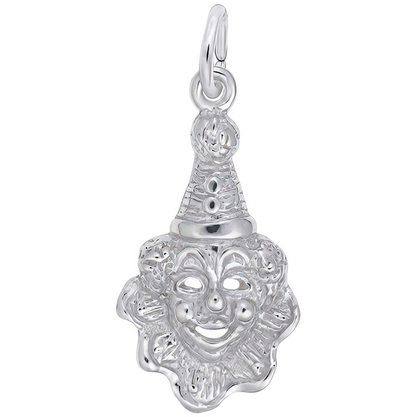 Clown Face Charm - Metal - Sterling Silver