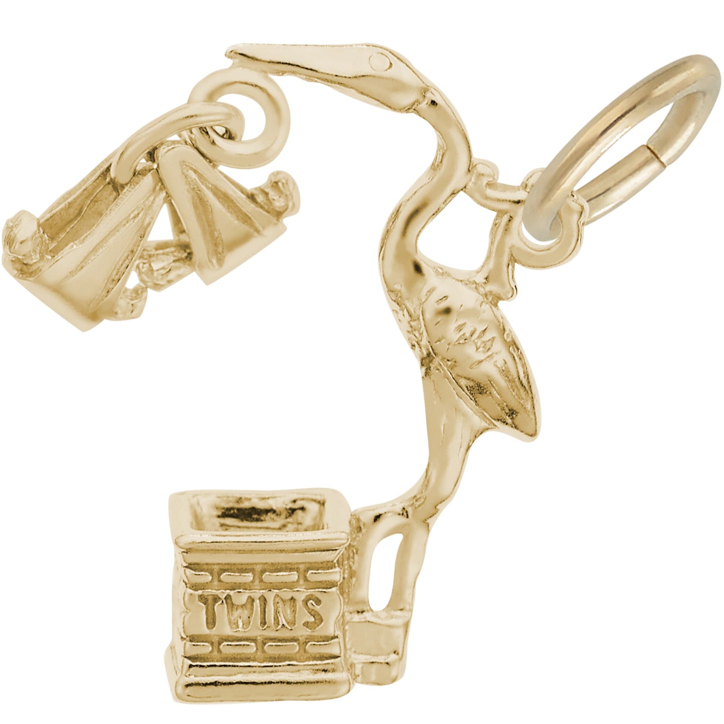Twins Stork Charm - Metal - Sterling Silver