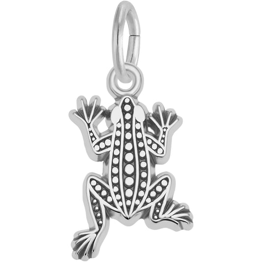 Flat Leopard Frog Charm - Metal - Sterling Silver