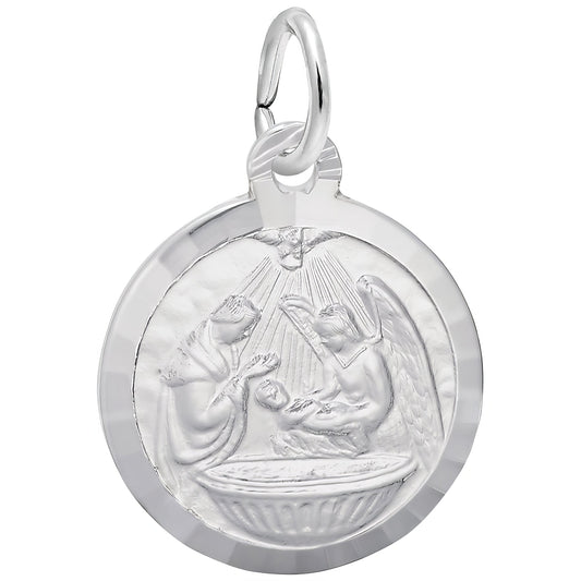 Sterling Silver Baptism Charm - 13mm x 13mm